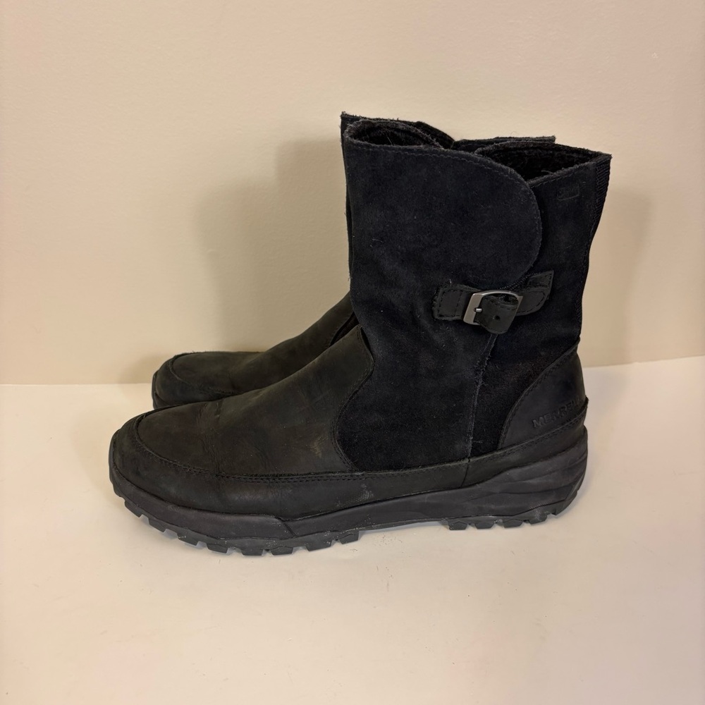 Merrell Black Suede‎ and Leather Men’s Fur Lined Winter Boots 10.5